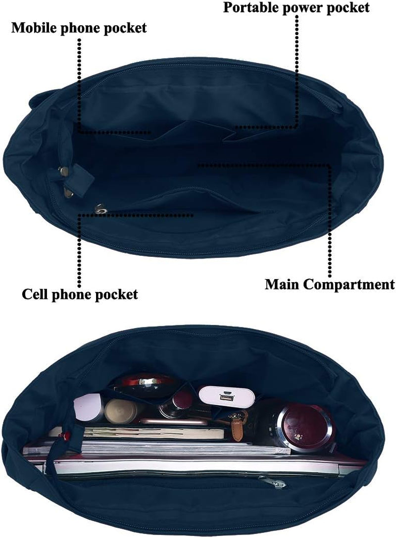 Canvas Tote Bag Waterproof Nylon Multi Pocket Shoulder Bags Laptop Work Bag Teacher Purse and Handbags for Women & Men