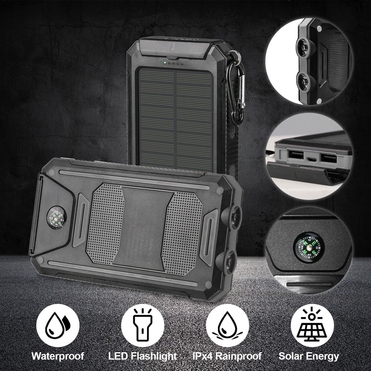 Super 20000Mah USB Portable Charger Solar Power Bank for Iphone Cell Phone 2023