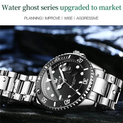 Olves Luxury Men's Wristwatch Stainless Steel Luminous Waterproof with Gift Box