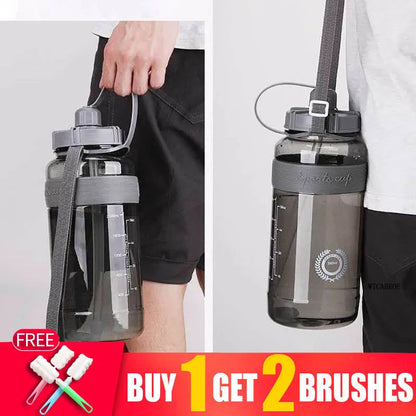 Bottled Water Bottled 2000Ml Plastic Gourd Straw Water Bottles 1000ML My Sports Protein Shaker Student Fitness Portable Bottle