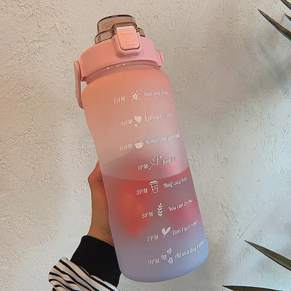 2L Water Bottle with Time Marker for Girl Fitness Jugs Large Capacity Portable Sports Gym Big Drink Bottle with Straw BPA Free