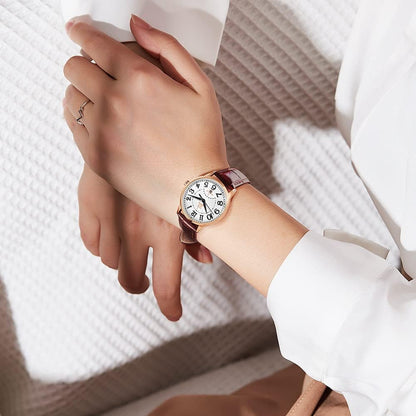 SK Classic Business Women'S Watches with Stainless Steel Strap and Elegant Genuine Leather Watch for Ladies