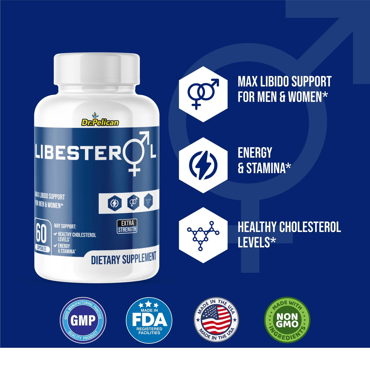 Libesterol- Male & Female Max Libido/Stamina/Cholesterol- 60 Capsules- Dr.
