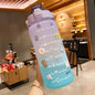 2L Water Bottle with Time Marker for Girl Fitness Jugs Large Capacity Portable Sports Gym Big Drink Bottle with Straw BPA Free
