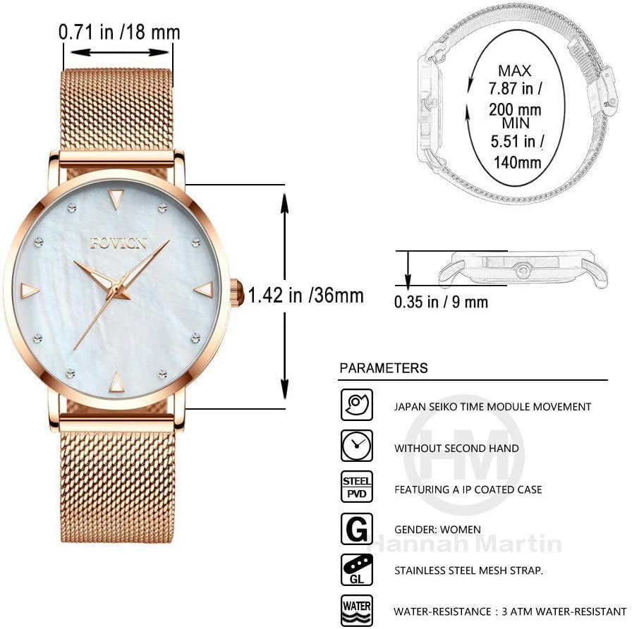 Womens Watches Ultra Thin Minimalist Lady Waterproof Watch Stainlesssteel Crystal Dress Bracelet Watch Fashion Analog Quartz Wristwatch for Female Valentines Day Gifts-White