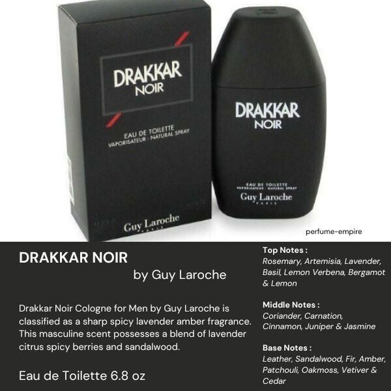 DRAKKAR NOIR by Guy Laroche Cologne for Men EDT 6.7 / 6.8 Oz New in Box