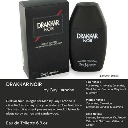DRAKKAR NOIR by Guy Laroche Cologne for Men EDT 6.7 / 6.8 Oz New in Box