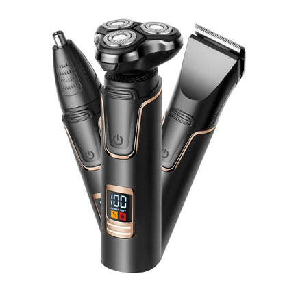 Electric Shaver Razor for Men, 3 in 1 Men’S Cordless LED Display IPX7 Waterproof Facial Nose Hair Beard Trimmer Grooming Haircut Kit with Wet Dry Rechargeable Use