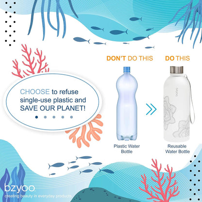 32 OZ 1 Liter Time Marker Water Bottle Frosted Durable Plastic with Strap - Reusable Clear Bottle with Times to Drink Time Markings for Daily Hydration Intake BPA Free (Silver)