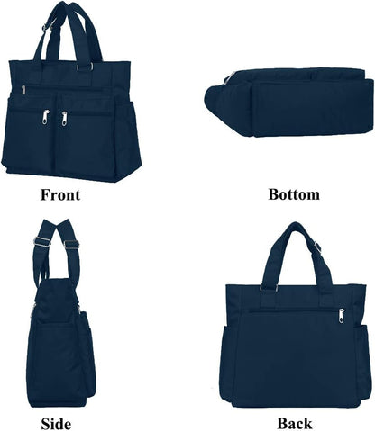 Canvas Tote Bag Waterproof Nylon Multi Pocket Shoulder Bags Laptop Work Bag Teacher Purse and Handbags for Women & Men