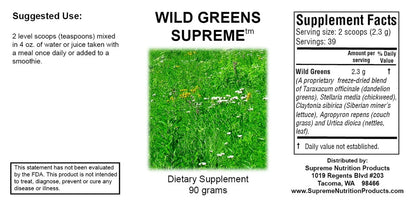 Wild Greens Supreme, Pure 90 Gram Powder | 2.3 Grams per Serving