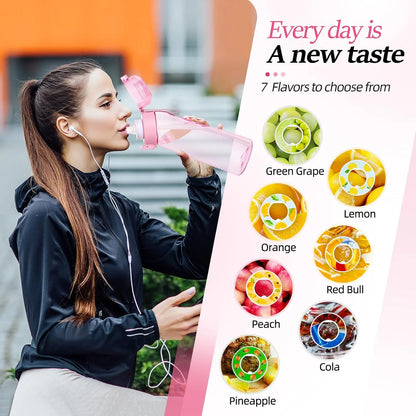 Air Water Bottle with 7 Flavour Pods, 650Ml Water Bottle Set, Sports Water Bottles with Straw, 0 Sugar, 0 Calorie Drinking Fruit Fragrance Bottle for Fitness, Outdoor, Gift, Sport, Kids, Gift, New