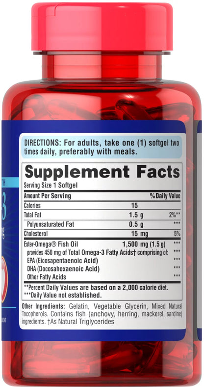 Extra Strength Omega-3 Fish Oil 1500 Mg (450 Mg Active Omega-3)