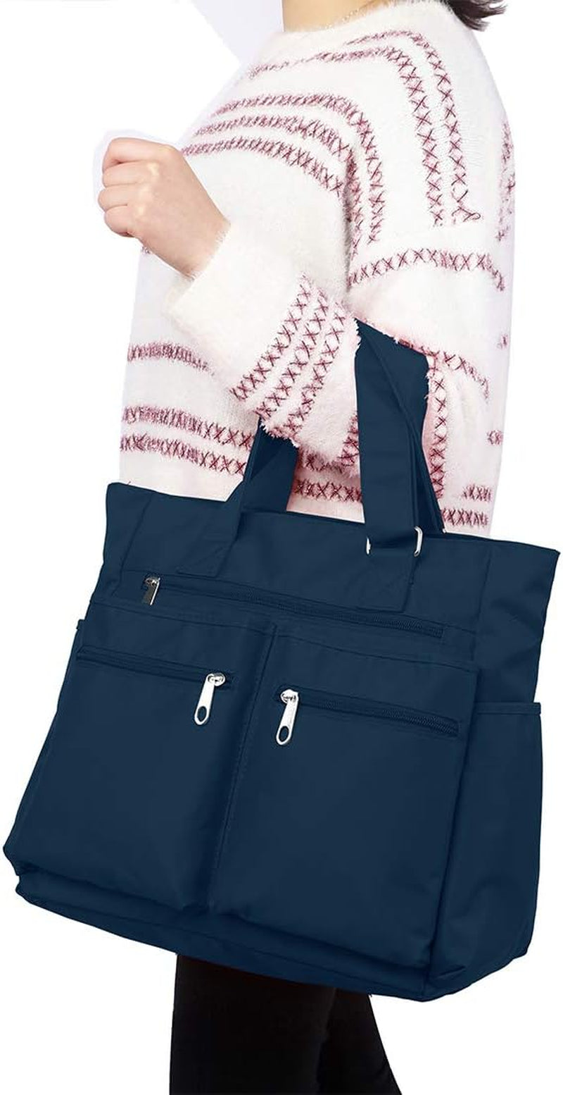 Canvas Tote Bag Waterproof Nylon Multi Pocket Shoulder Bags Laptop Work Bag Teacher Purse and Handbags for Women & Men