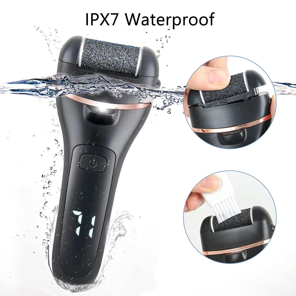 Electric Callus Remover for Feet, Rechargeable Pedicure Tools Foot Care Feet File, 18 in 1 Callous Remover Kit for Remove Cracked Heels and Dead Skin, with 3 Roller Heads 2 Speed, Battery Display